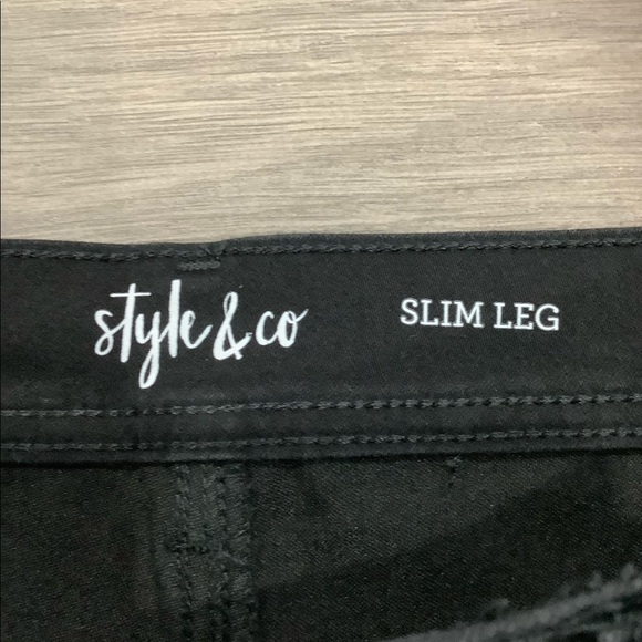 Women's Style & Co 4 S Small Pants Jeans Black Slim Leg Denim Stretch Skinny - Picture 7 of 8